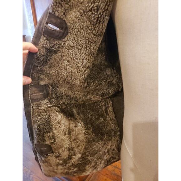UA Utex Design Full Brown Shearling Coat Medium - Picture 4 of 5